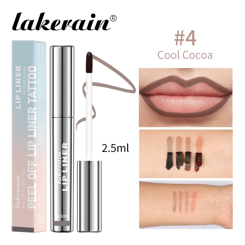 Peel off Lip Liner Tattoo Long Lasting Waterproof Peel off Lip Stain Semi-Permanent Matte Lip Stick Girls and Women