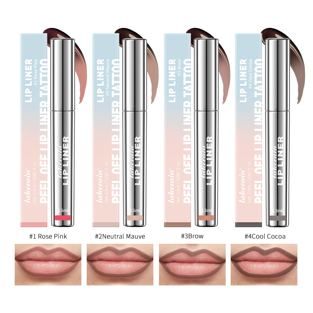 Peel off Lip Liner Tattoo Long Lasting Waterproof Peel off Lip Stain Semi-Permanent Matte Lip Stick Girls and Women