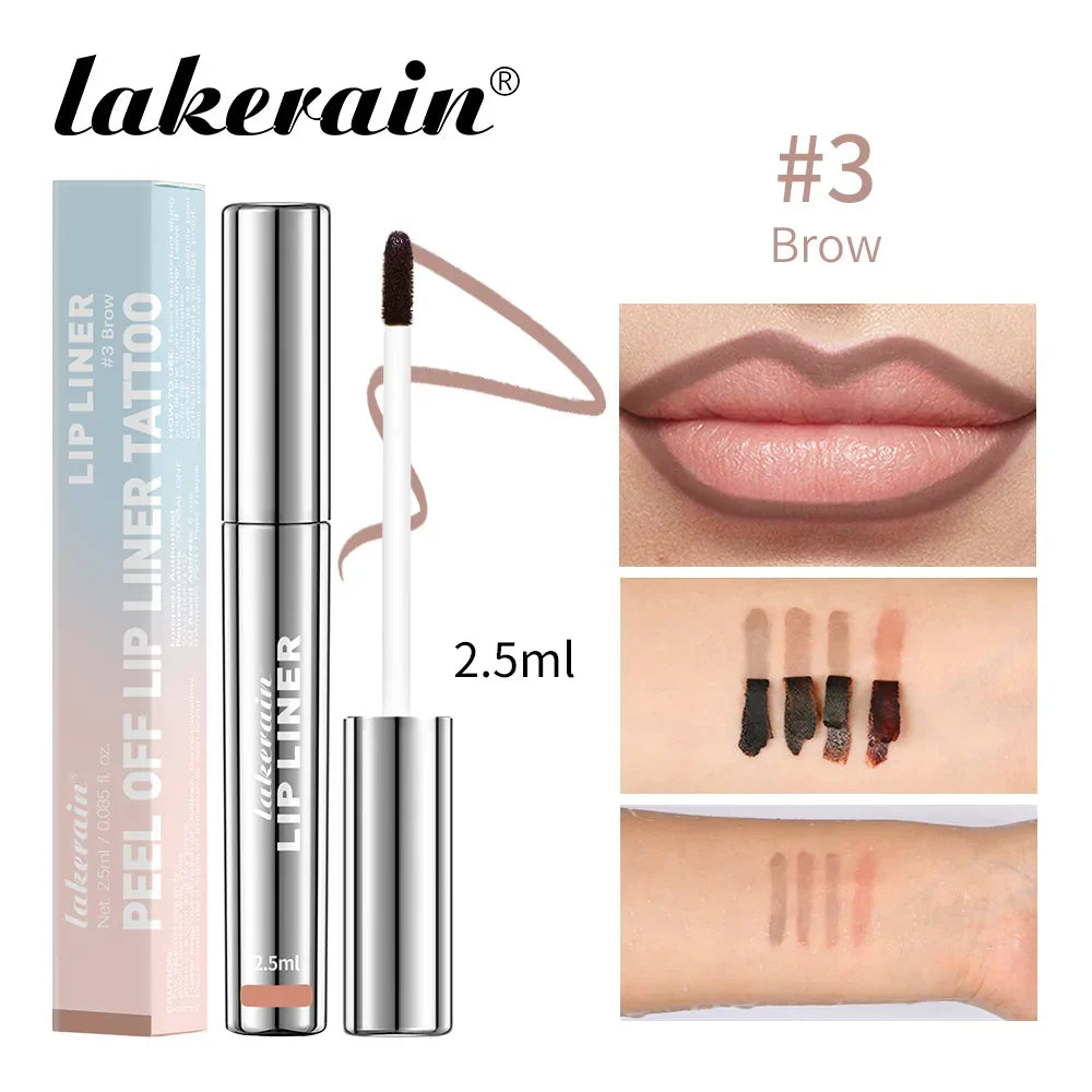 Peel off Lip Liner Tattoo Long Lasting Waterproof Peel off Lip Stain Semi-Permanent Matte Lip Stick Girls and Women